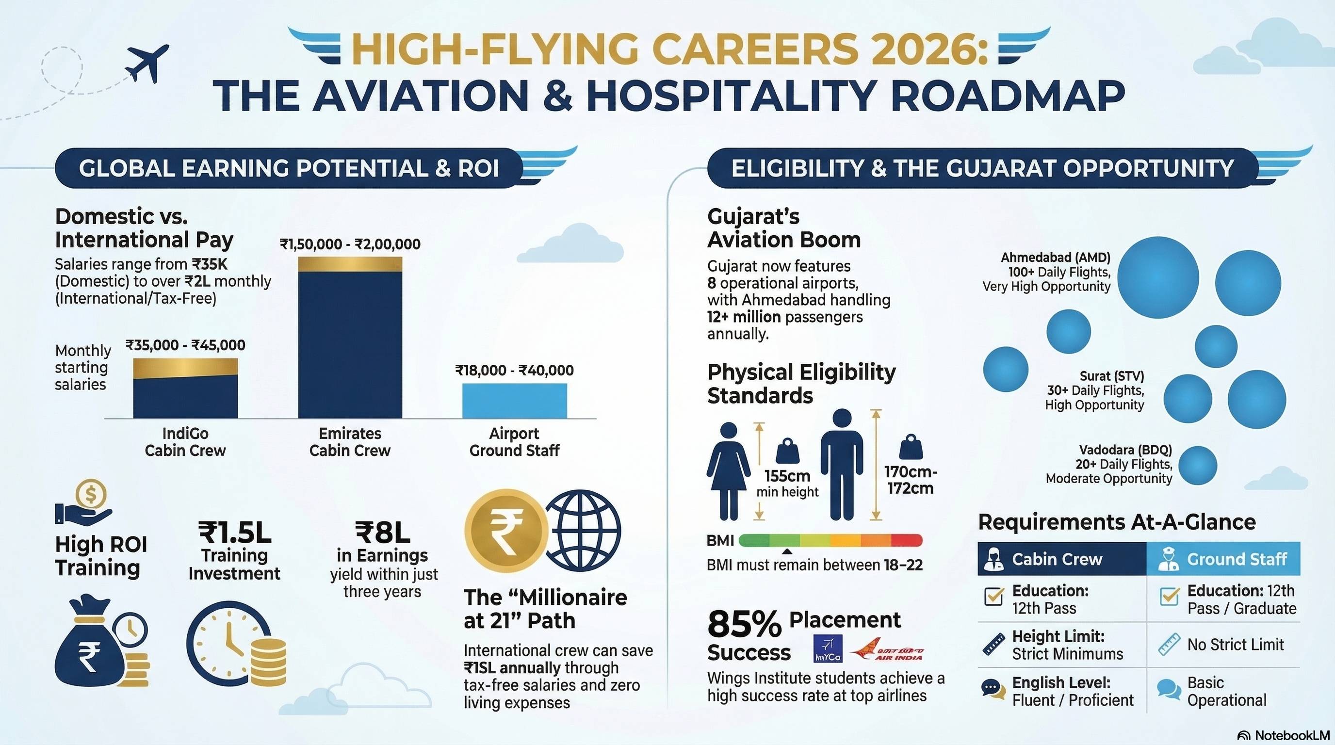 Airport Jobs in Gujarat for 12th Pass 2026: Complete Application Guide - Ground Staff career guide from Wings Institute Vadodara Gujarat